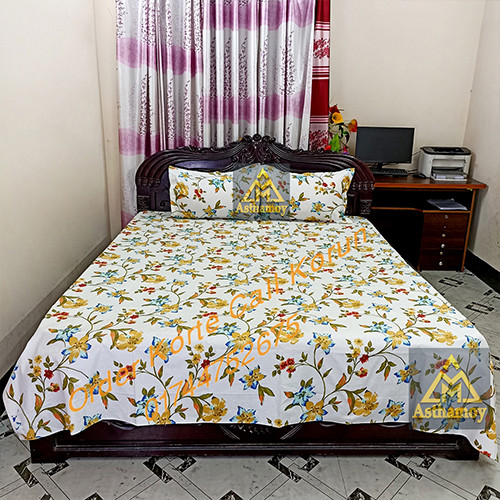 AC HOME TEX King Size Bed sheet With Two Pillow Covers